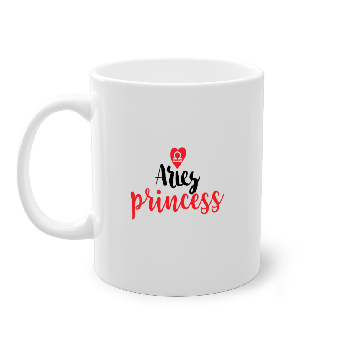 Aries princess 98# Mug with a glossy finish, featuring a colored handle and interior, available in five vibrant colors.