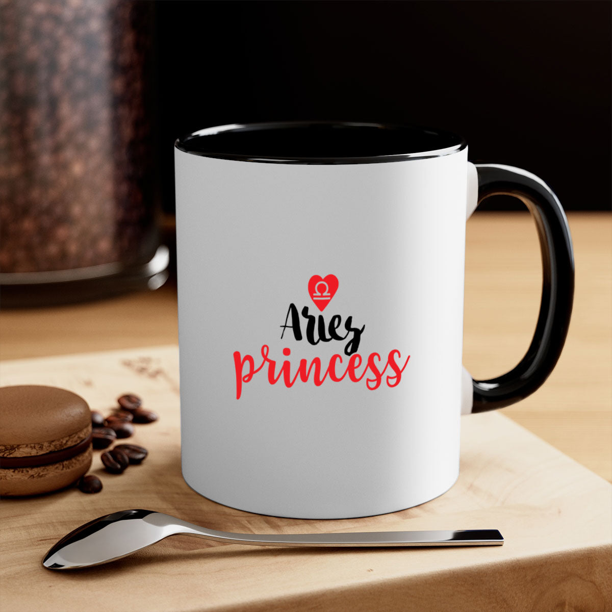 Aries princess 98# Mug with a glossy finish, featuring a colored handle and interior, available in five vibrant colors.