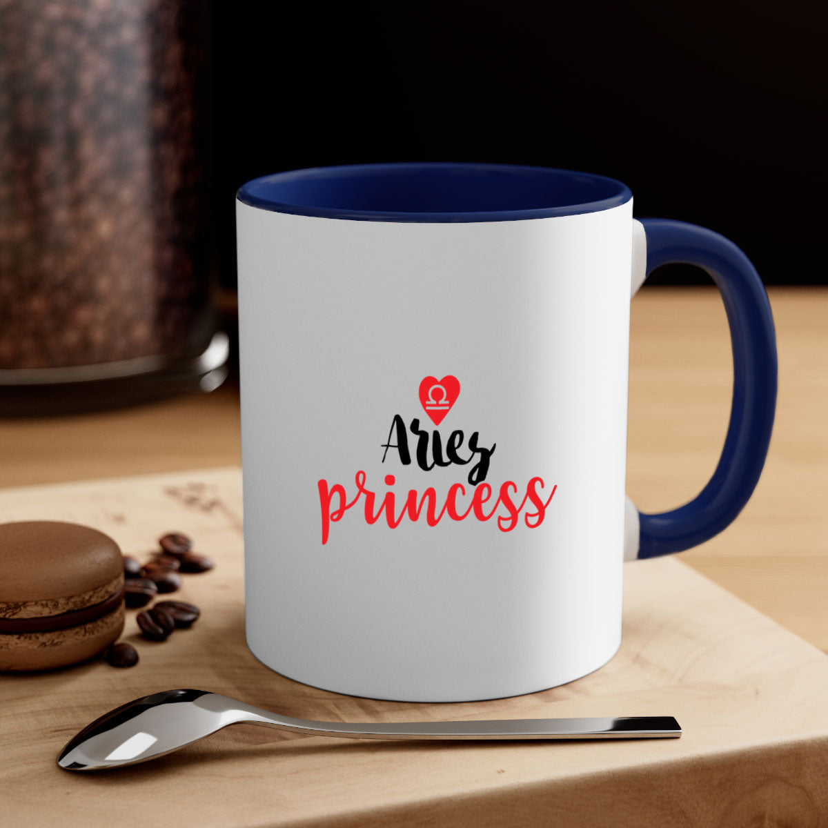 Aries princess 98# Mug with a glossy finish, featuring a colored handle and interior, available in five vibrant colors.