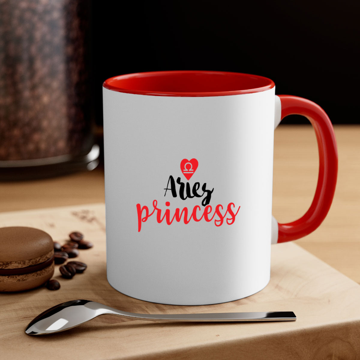 Aries princess 98# Mug with a glossy finish, featuring a colored handle and interior, available in five vibrant colors.