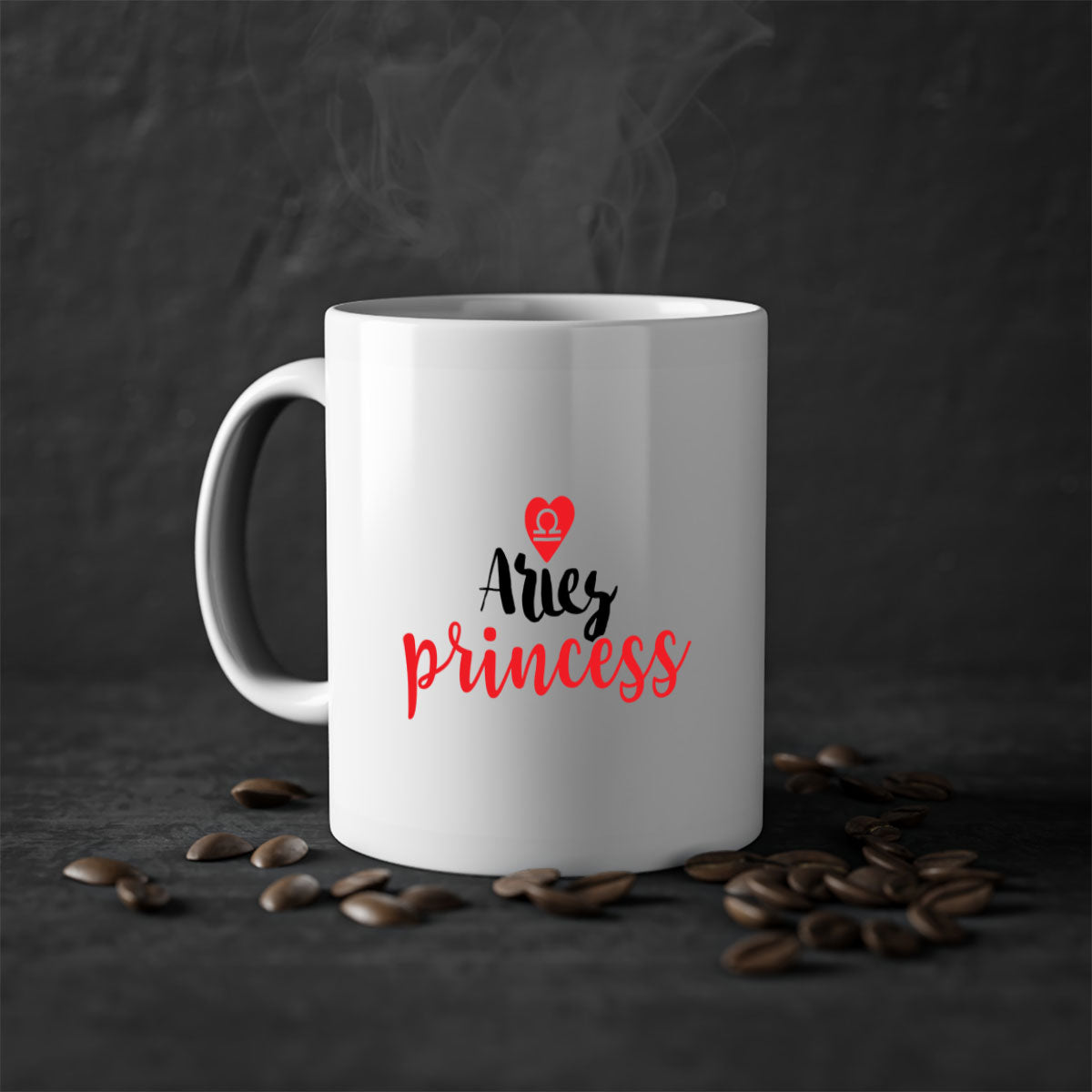 Aries princess 98# Mug with a glossy finish, featuring a colored handle and interior, available in five vibrant colors.