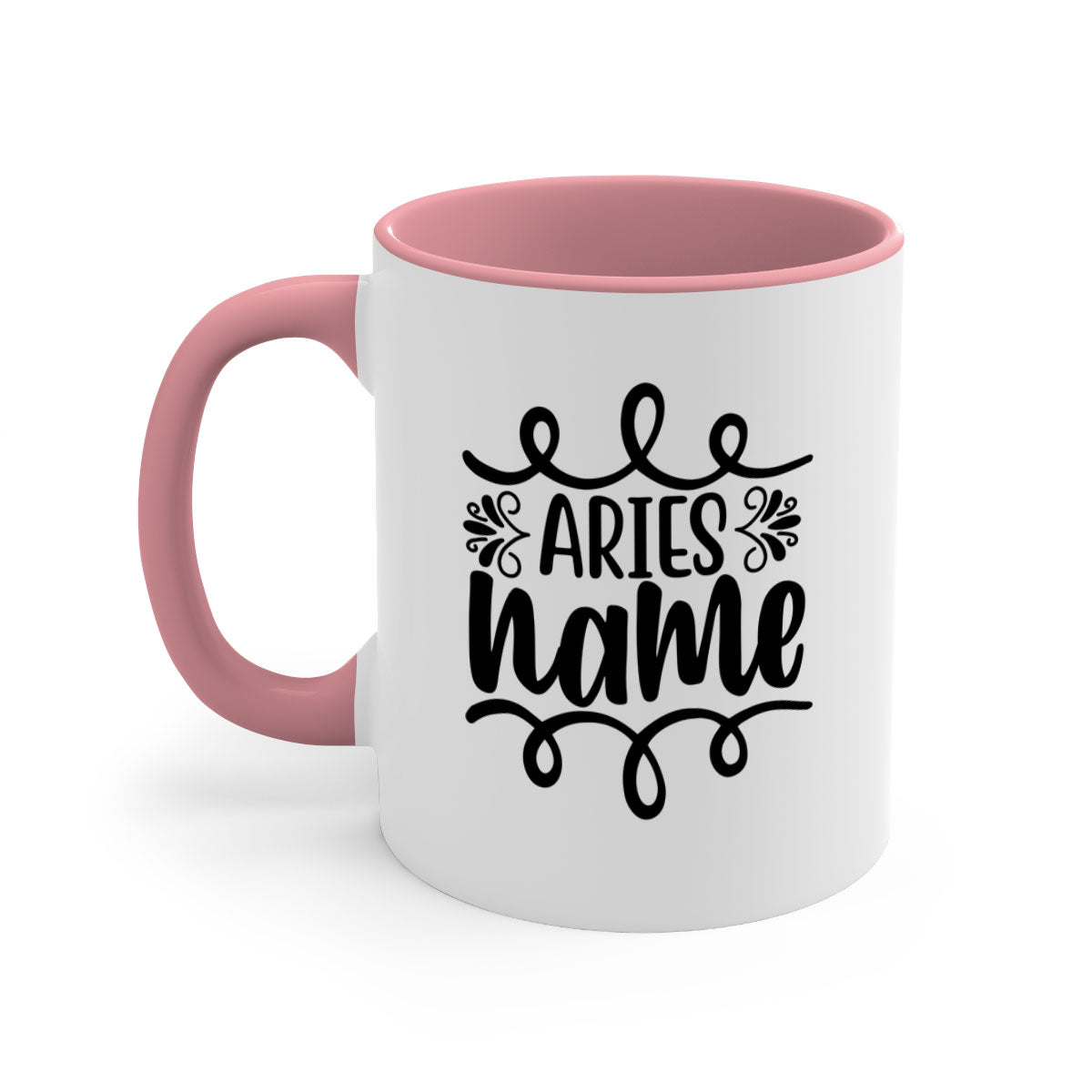 Ariesname 112# Zodiac Mug with a glossy finish, featuring a colored handle and interior, available in multiple colors.