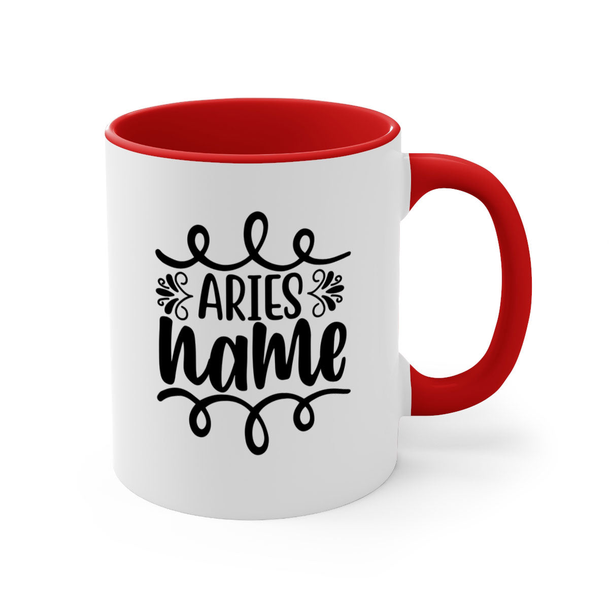 Ariesname 112# Zodiac Mug with a glossy finish, featuring a colored handle and interior, available in multiple colors.