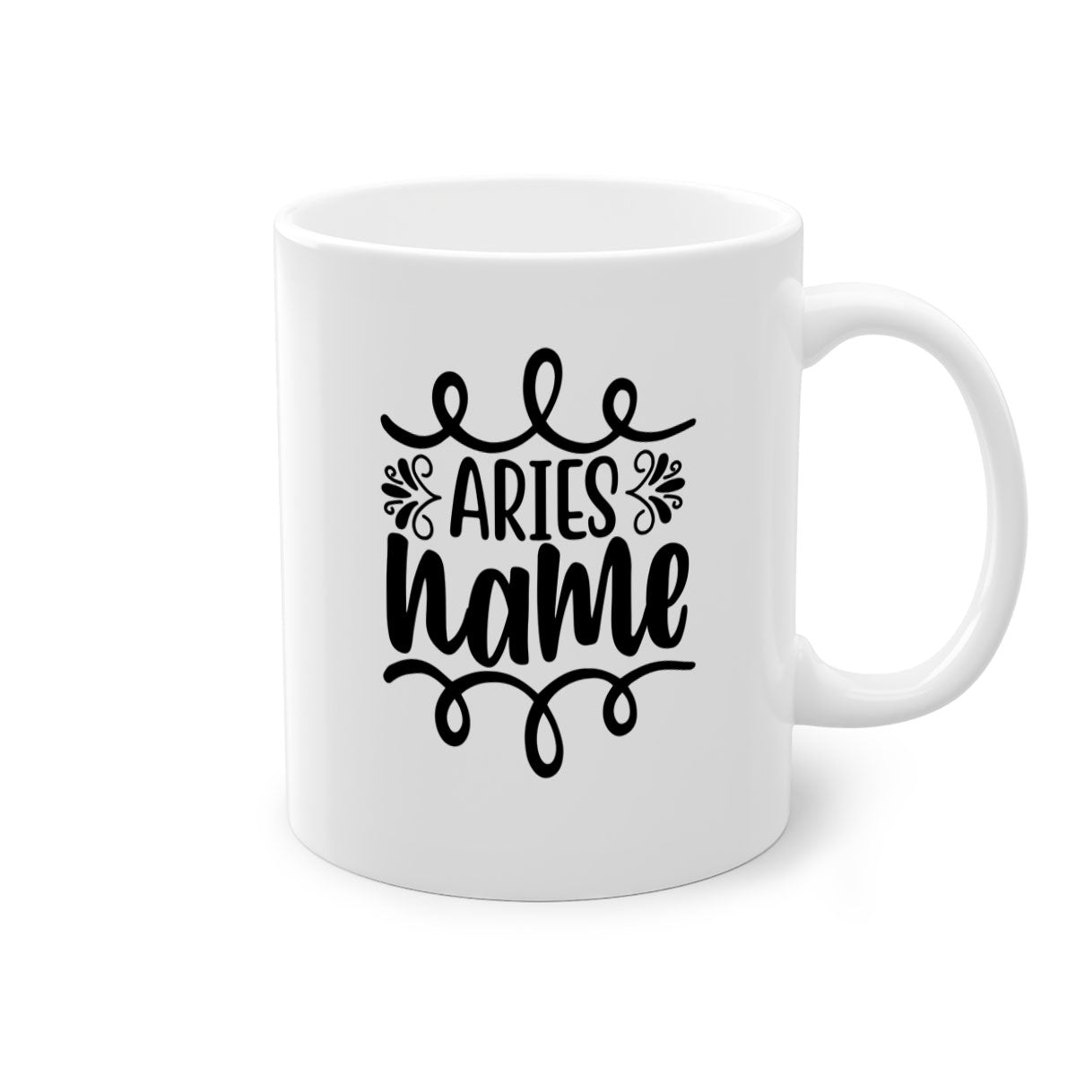 Ariesname 112# Zodiac Mug with a glossy finish, featuring a colored handle and interior, available in multiple colors.