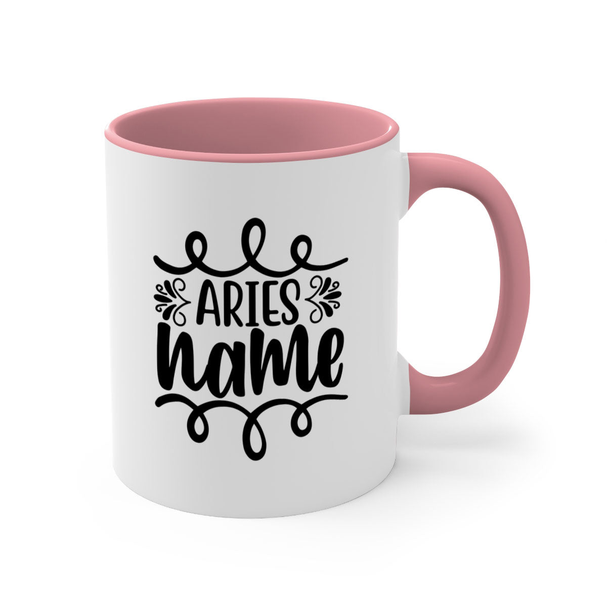 Ariesname 112# Zodiac Mug with a glossy finish, featuring a colored handle and interior, available in multiple colors.