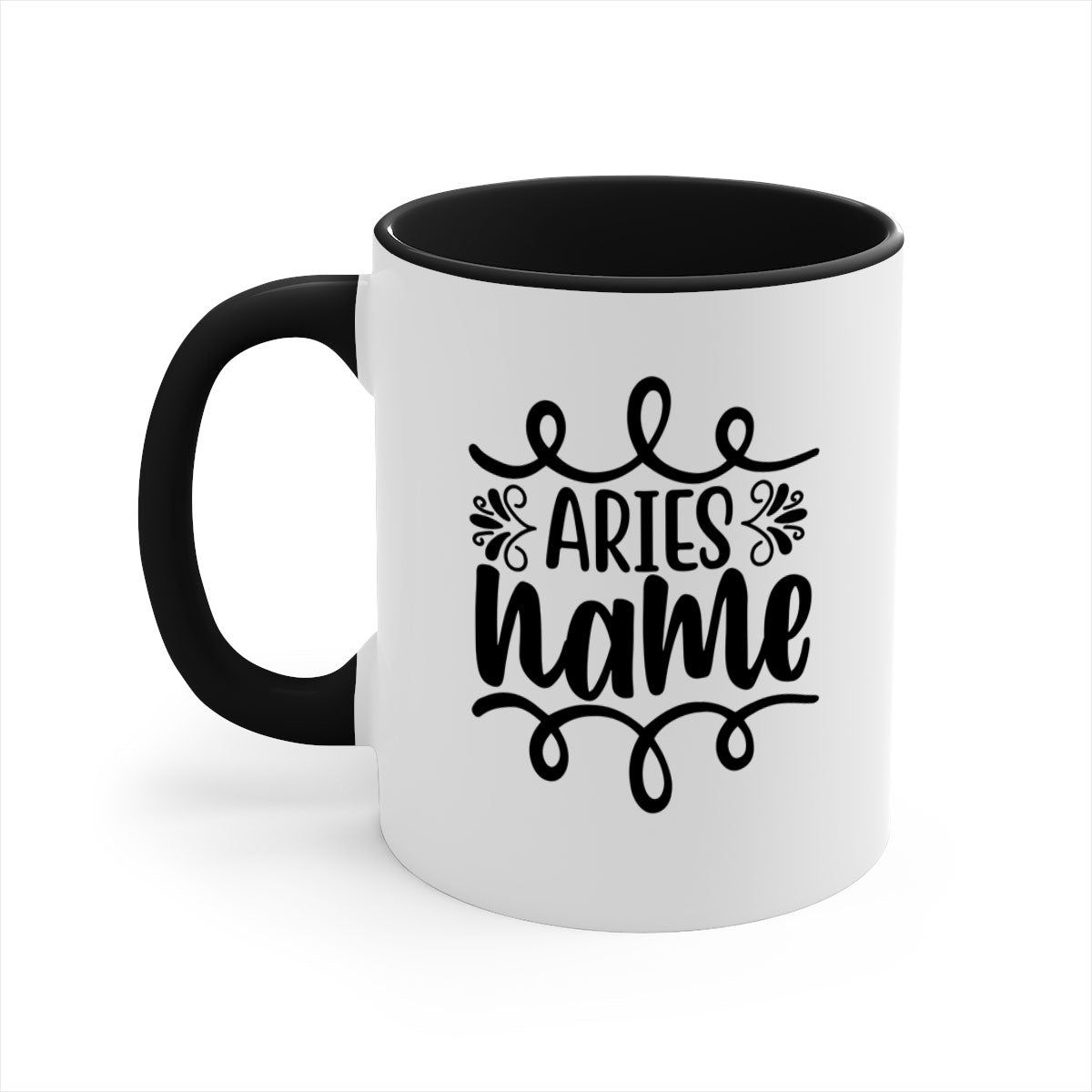 Ariesname 112# Zodiac Mug with a glossy finish, featuring a colored handle and interior, available in multiple colors.