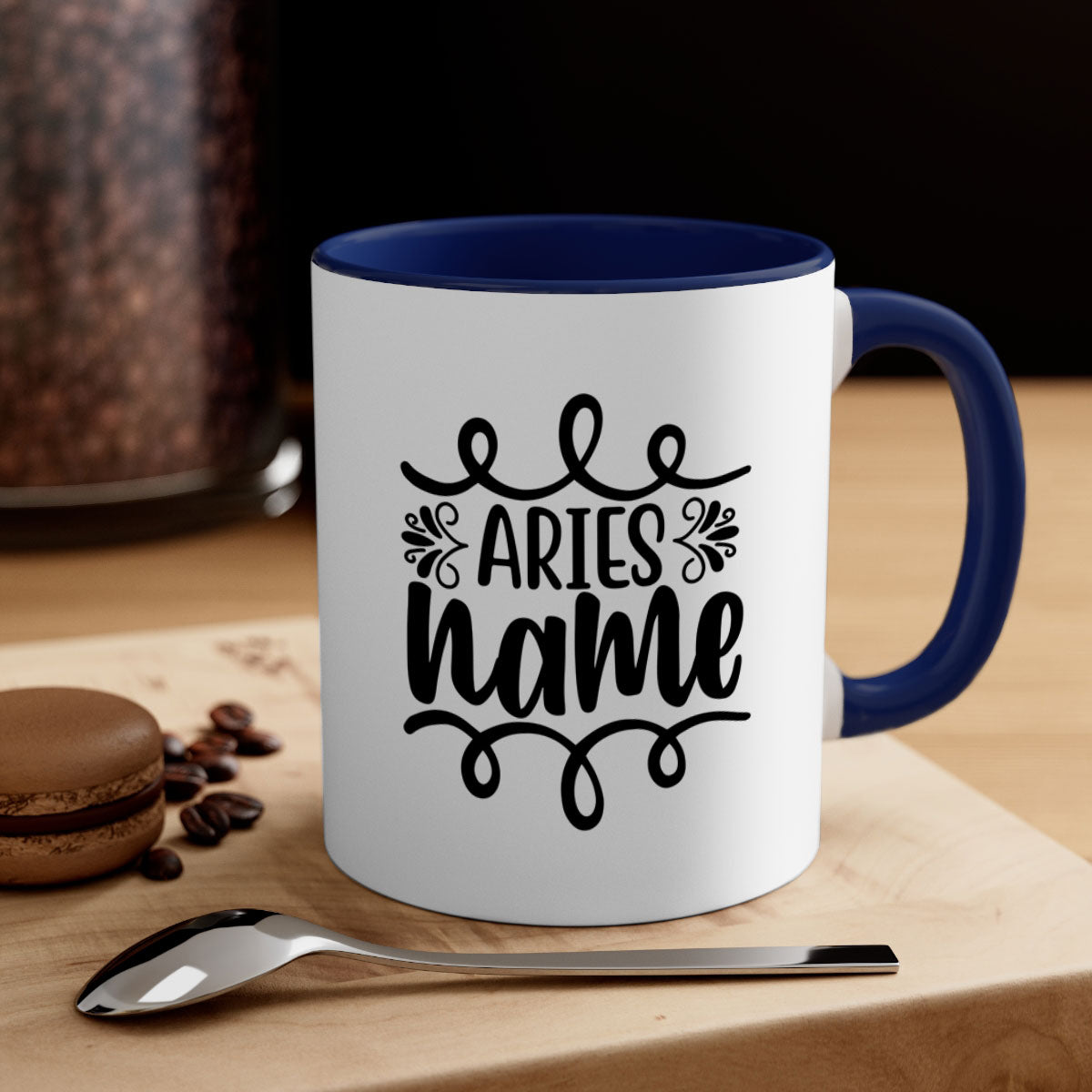 Ariesname 112# Zodiac Mug with a glossy finish, featuring a colored handle and interior, available in multiple colors.