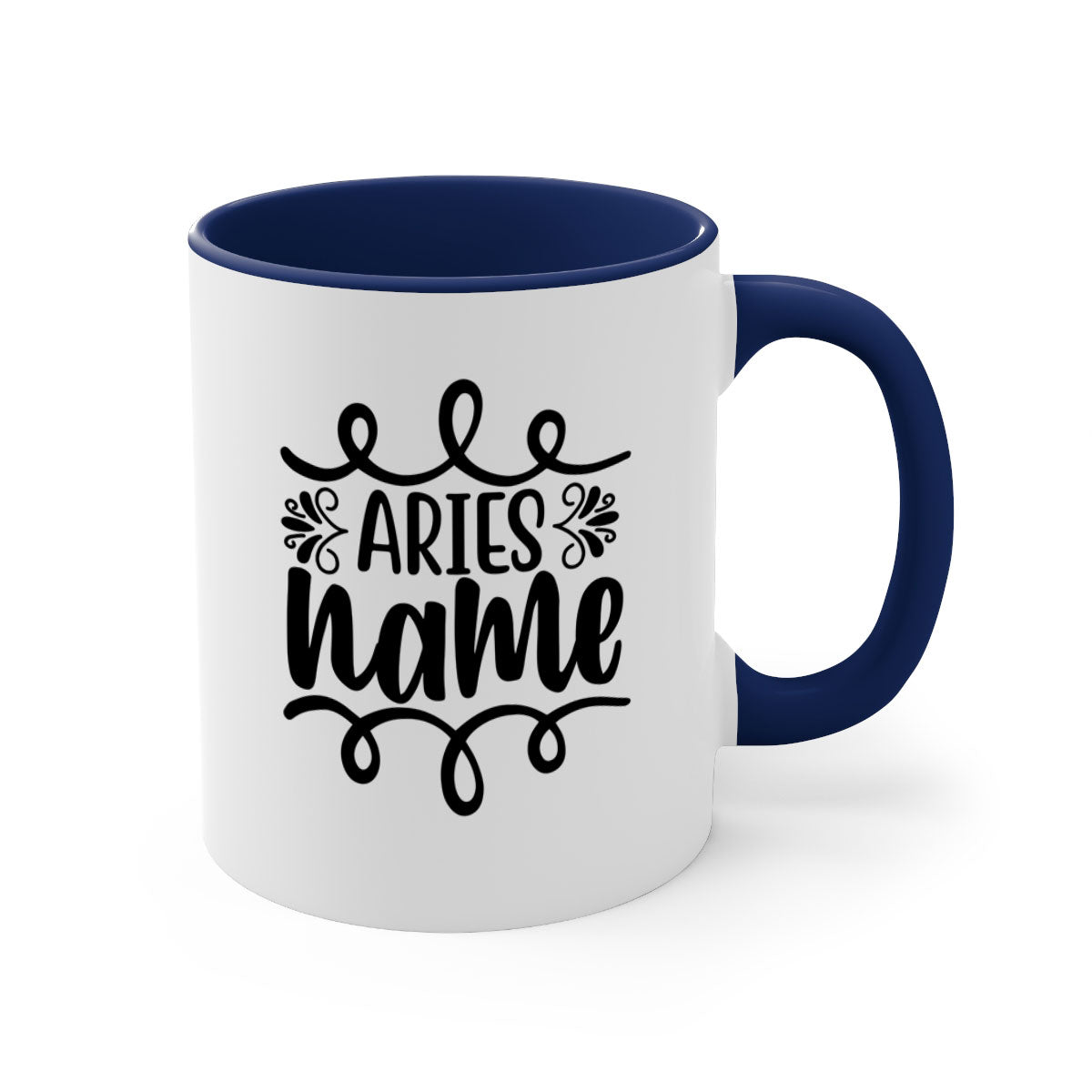 Ariesname 112# Zodiac Mug with a glossy finish, featuring a colored handle and interior, available in multiple colors.