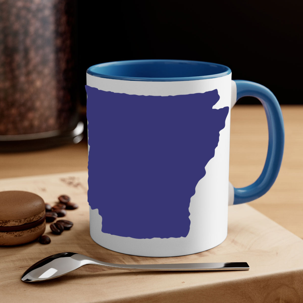 Arkansas 47# Mug featuring a glossy finish, colored handle, and interior, available in multiple colors and sizes.