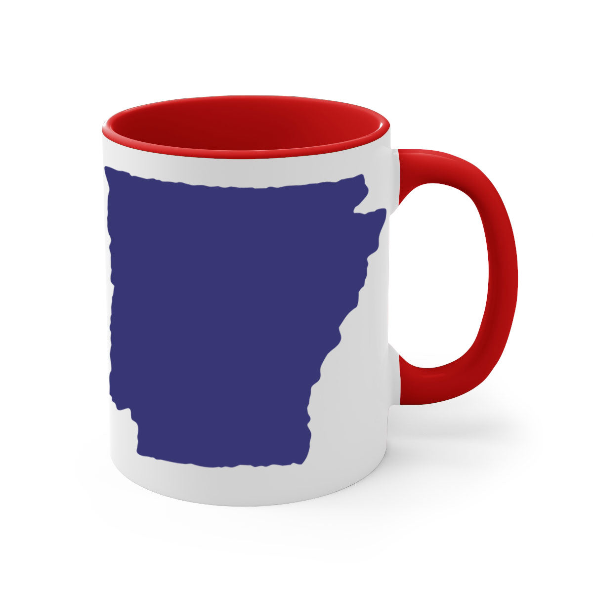 Arkansas 47# Mug featuring a glossy finish, colored handle, and interior, available in multiple colors and sizes.