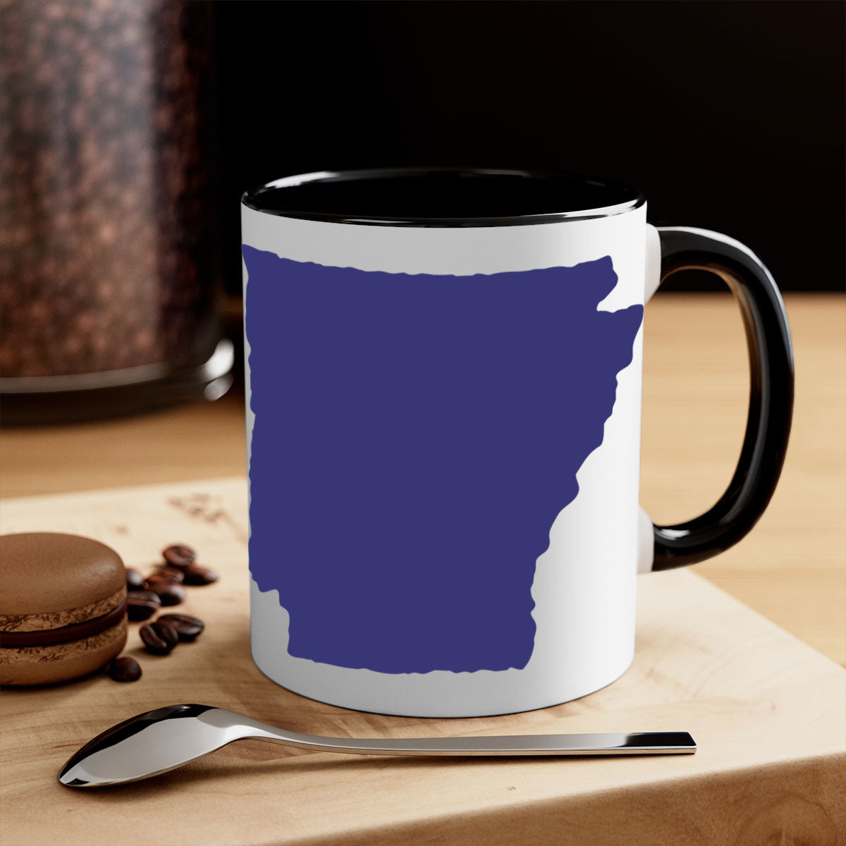 Arkansas 47# Mug featuring a glossy finish, colored handle, and interior, available in multiple colors and sizes.