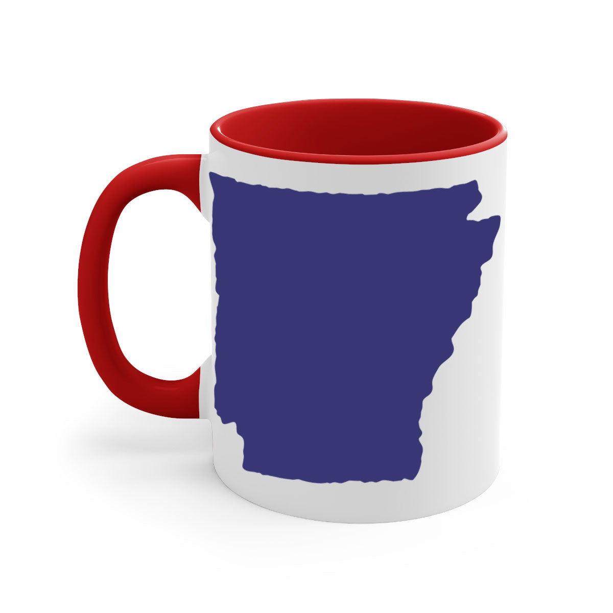 Arkansas 47# Mug featuring a glossy finish, colored handle, and interior, available in multiple colors and sizes.