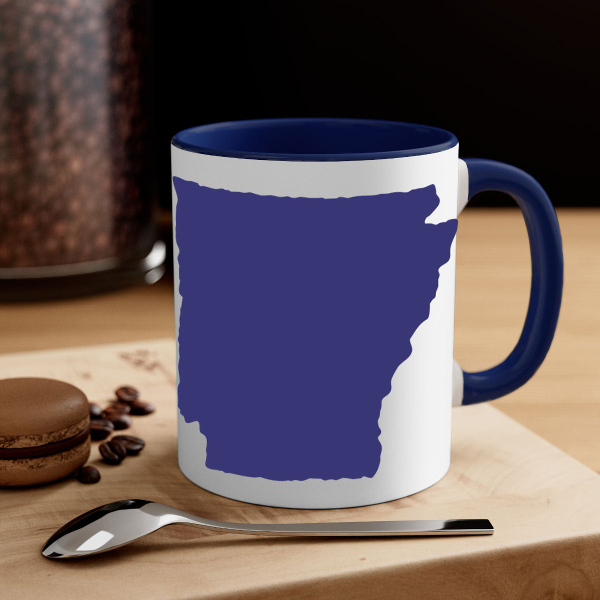 Arkansas 47# Mug featuring a glossy finish, colored handle, and interior, available in multiple colors and sizes.