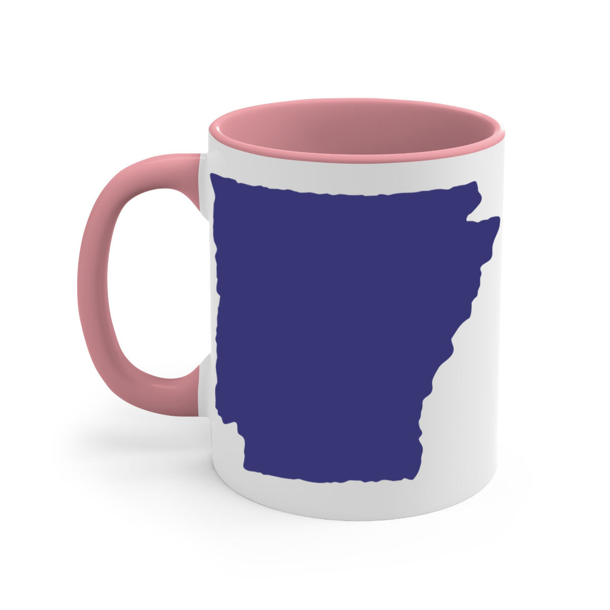 Arkansas 47# Mug featuring a glossy finish, colored handle, and interior, available in multiple colors and sizes.