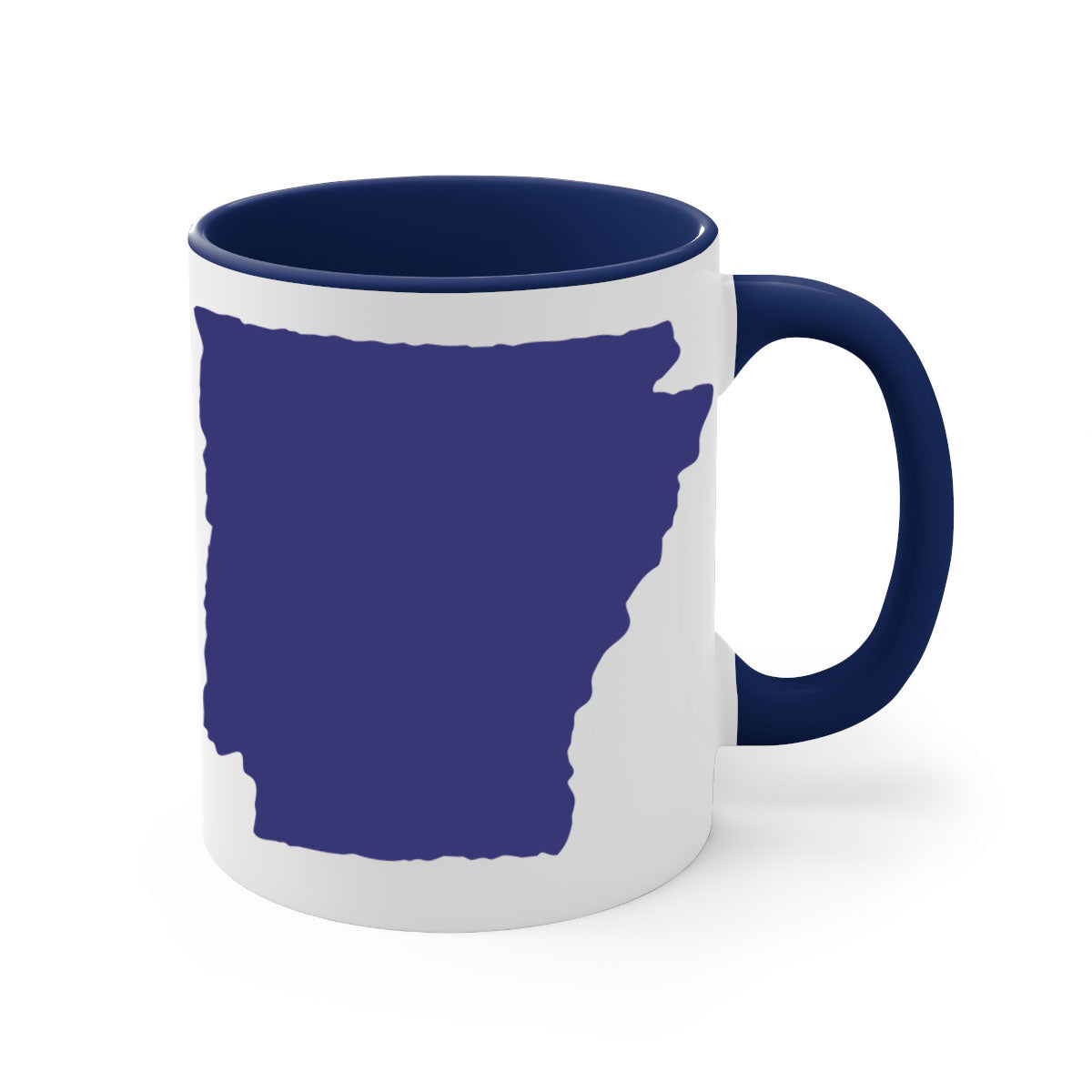 Arkansas 47# Mug featuring a glossy finish, colored handle, and interior, available in multiple colors and sizes.