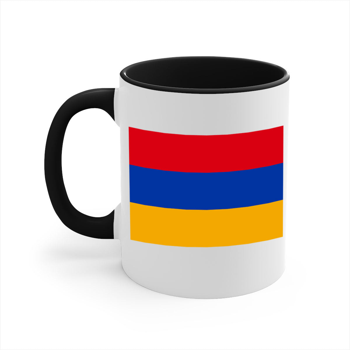 Armenia 190# Mug featuring a glossy finish and colorful handle, available in multiple sizes and colors.