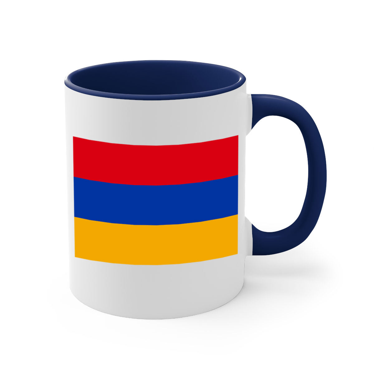 Armenia 190# Mug featuring a glossy finish and colorful handle, available in multiple sizes and colors.