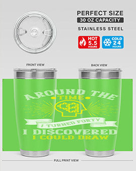 Stylish 20oz and 30oz stainless steel tumblers with unique designs, perfect for hot and cold beverages.