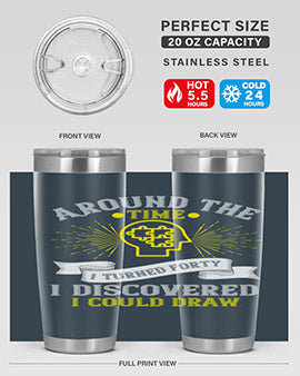 Stylish 20oz and 30oz stainless steel tumblers with unique designs, perfect for hot and cold beverages.