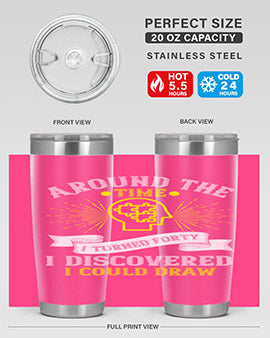 Stylish 20oz and 30oz stainless steel tumblers with unique designs, perfect for hot and cold beverages.