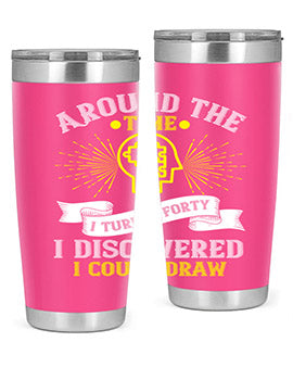 Stylish 20oz and 30oz stainless steel tumblers with unique designs, perfect for hot and cold beverages.