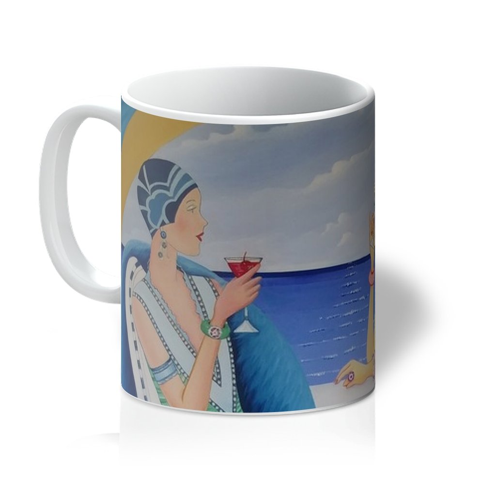 Art Deco Cruising Women Mug featuring elegant design and pure white Orca coating.