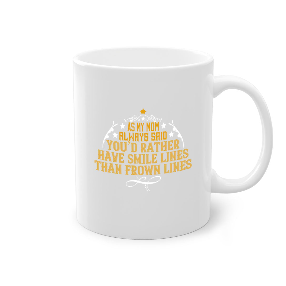 Two-tone ceramic coffee mug with colored handle and interior, featuring the phrase 'As My Mom Always Said'. Available in multiple colors.