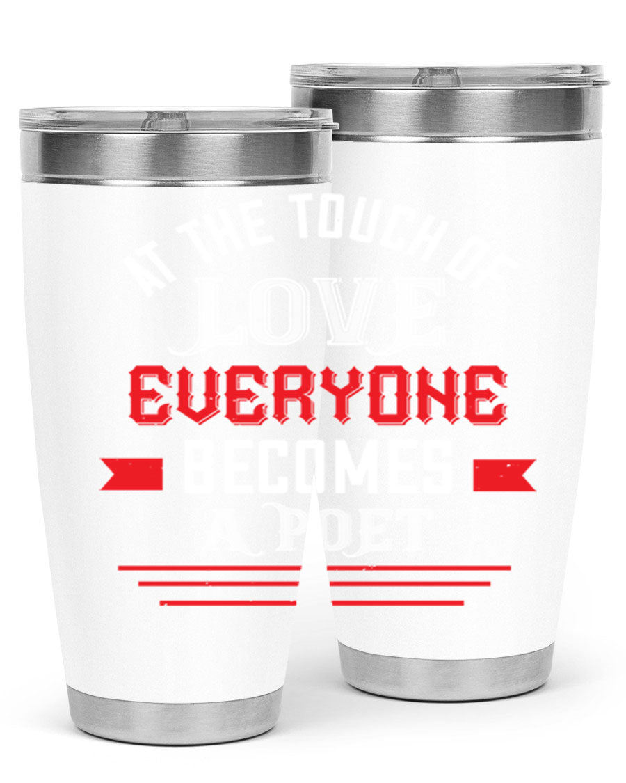 At the Touch of Love 69# 20oz stainless steel tumbler with a sleek design, perfect for keeping beverages hot or cold.