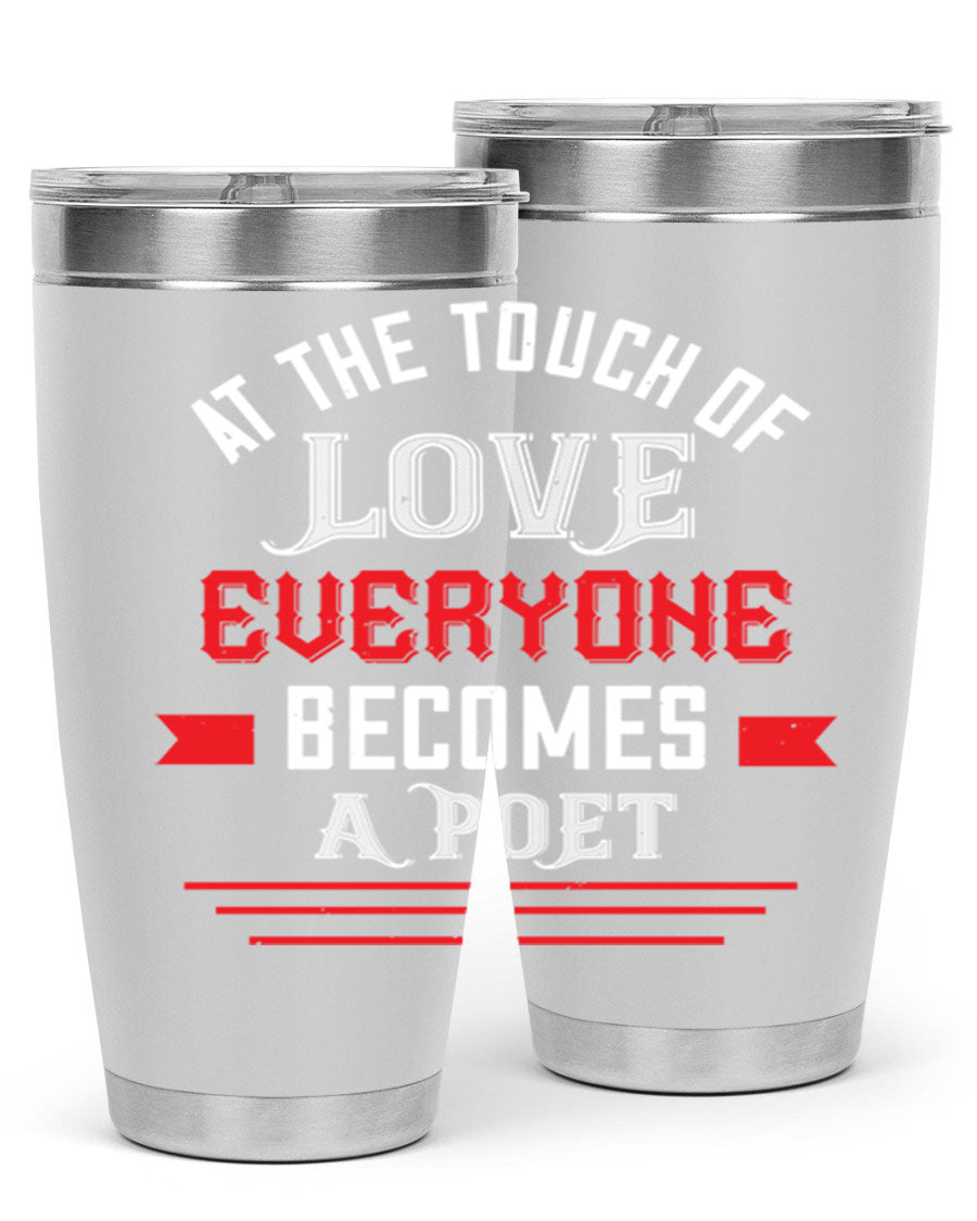 At the Touch of Love 69# 20oz stainless steel tumbler with a sleek design, perfect for keeping beverages hot or cold.