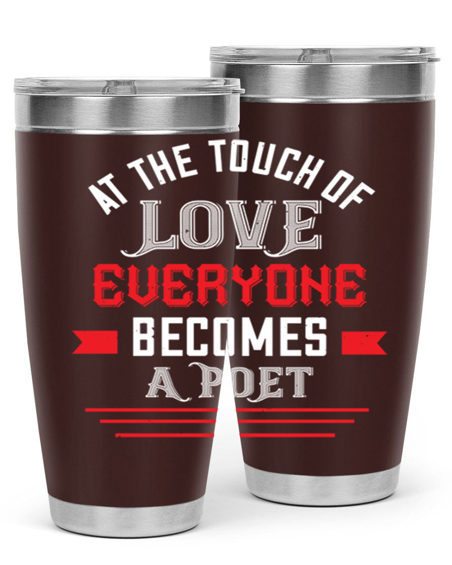At the Touch of Love 69# 20oz stainless steel tumbler with a sleek design, perfect for keeping beverages hot or cold.