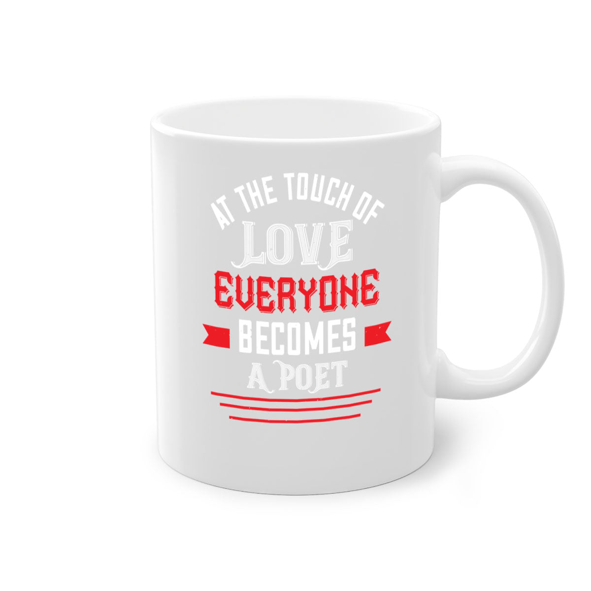 At the Touch of Love 69# Mug with colorful handle and glossy finish, perfect for Valentine's Day.