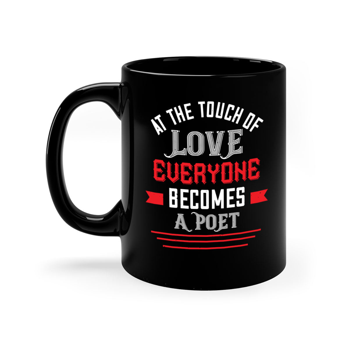 At the Touch of Love 69# Mug with colorful handle and glossy finish, perfect for Valentine's Day.