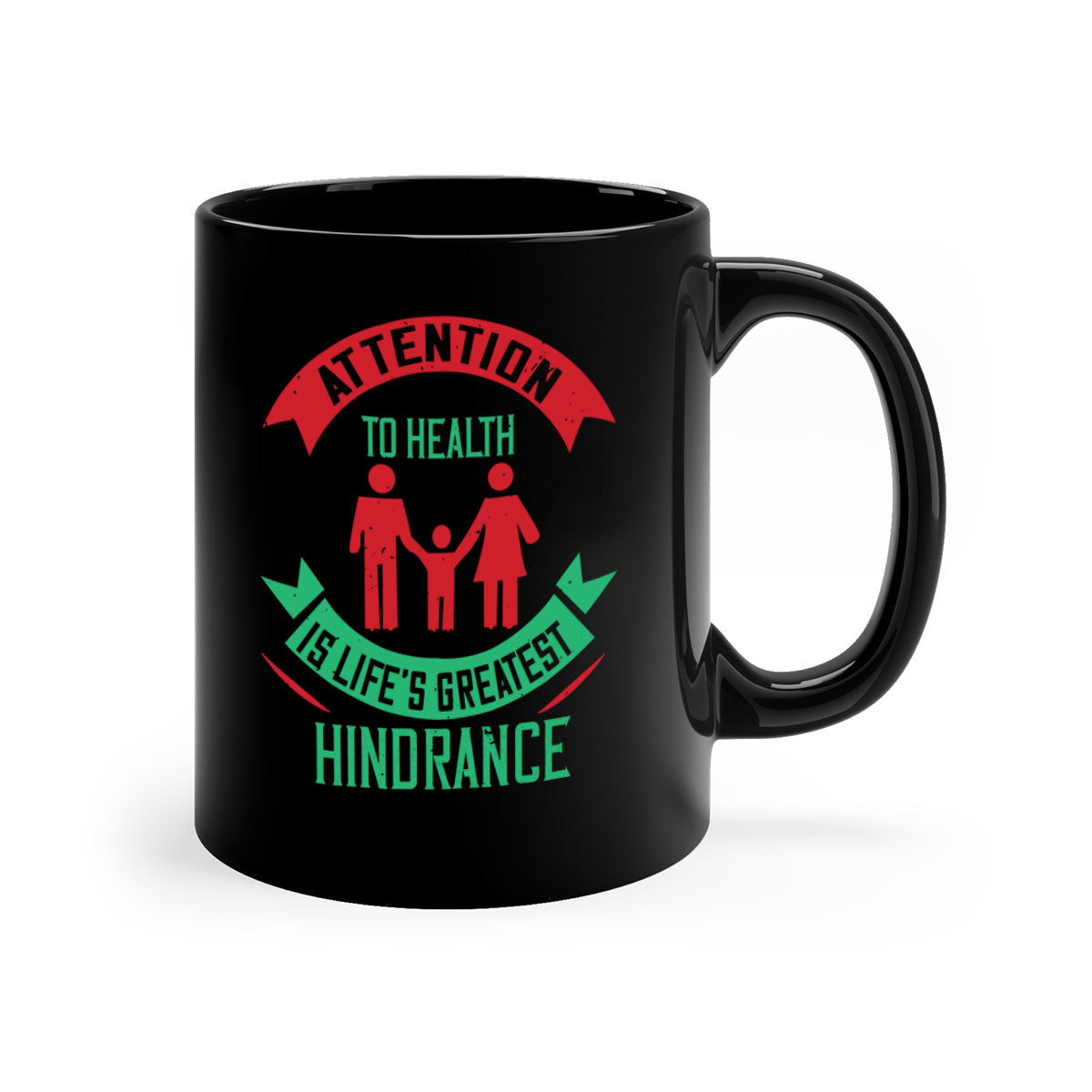 Attention to Health is Life's Greatest Hindrance Style 17# Mug featuring a two-tone design with a colored handle and glossy finish.