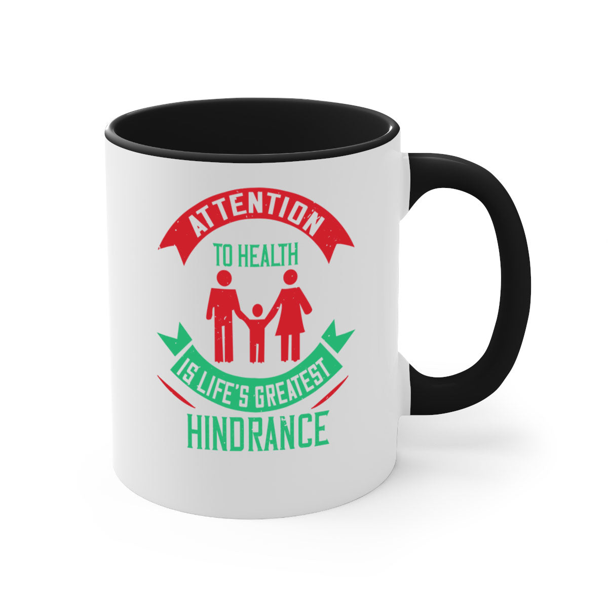 Attention to Health is Life's Greatest Hindrance Style 17# Mug featuring a two-tone design with a colored handle and glossy finish.