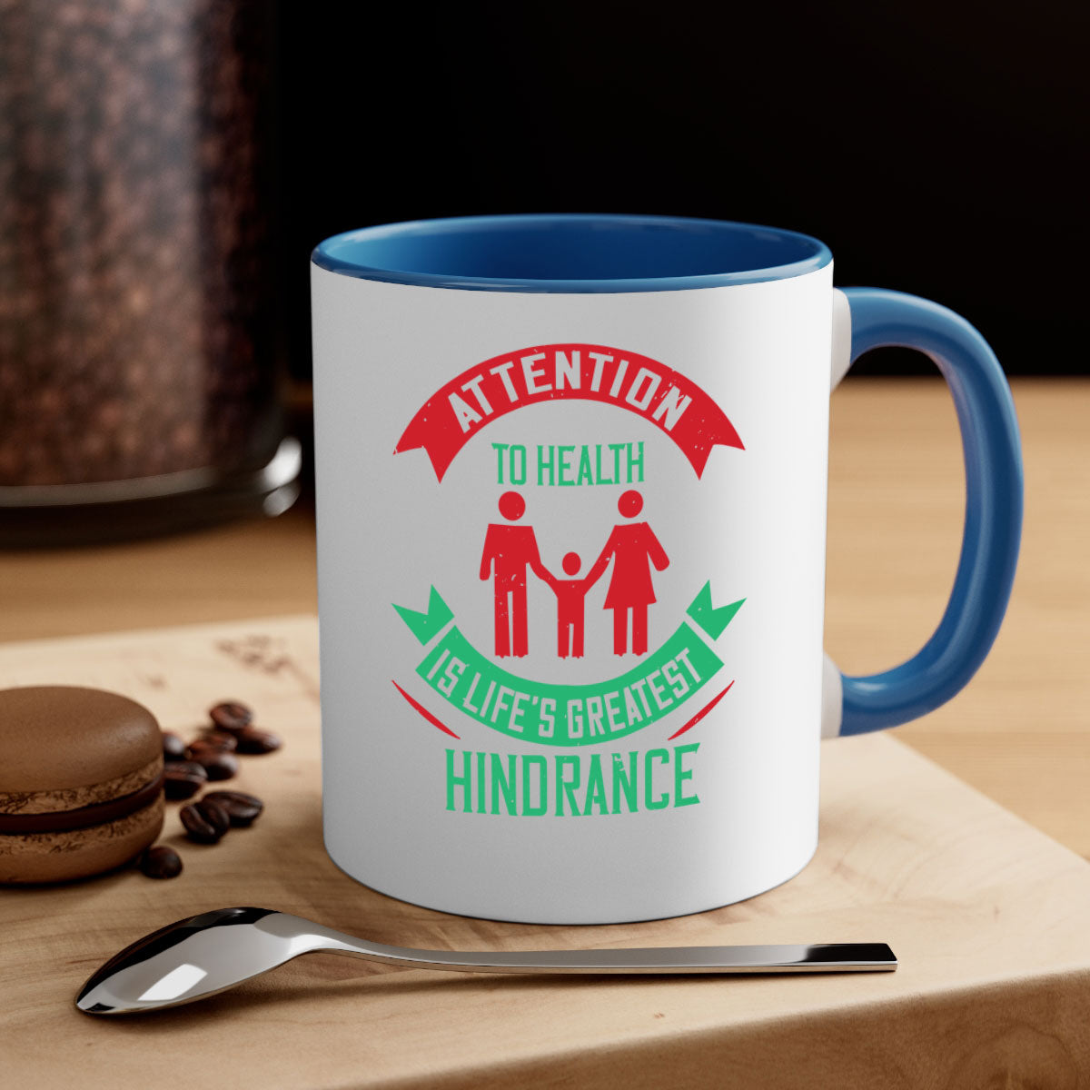 Attention to Health is Life's Greatest Hindrance Style 17# Mug featuring a two-tone design with a colored handle and glossy finish.