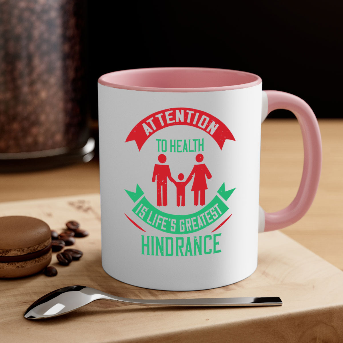Attention to Health is Life's Greatest Hindrance Style 17# Mug featuring a two-tone design with a colored handle and glossy finish.