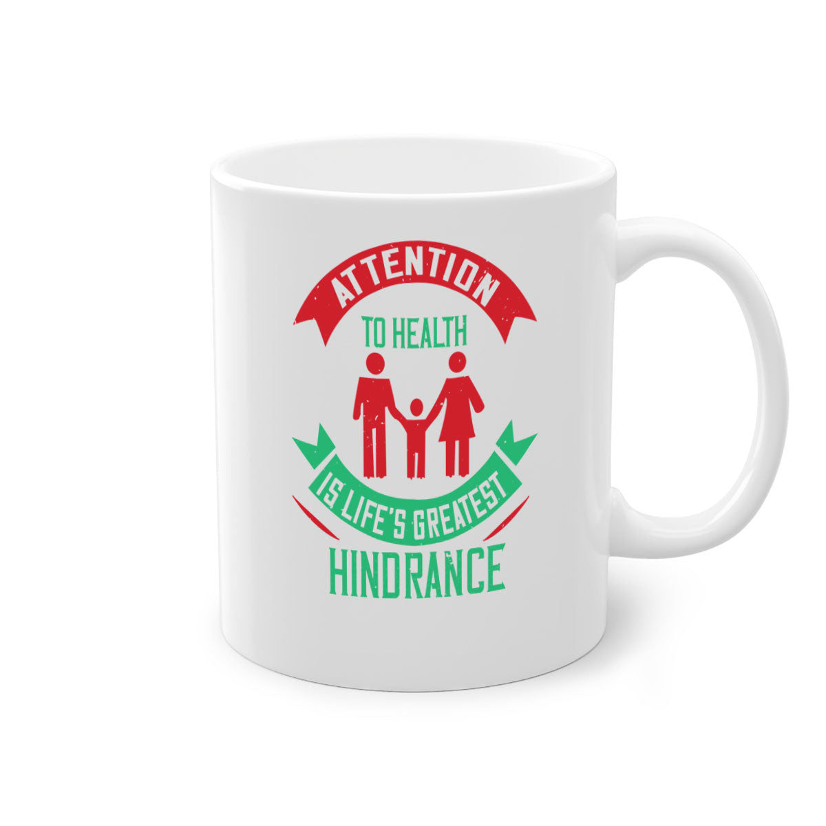 Attention to Health is Life's Greatest Hindrance Style 17# Mug featuring a two-tone design with a colored handle and glossy finish.