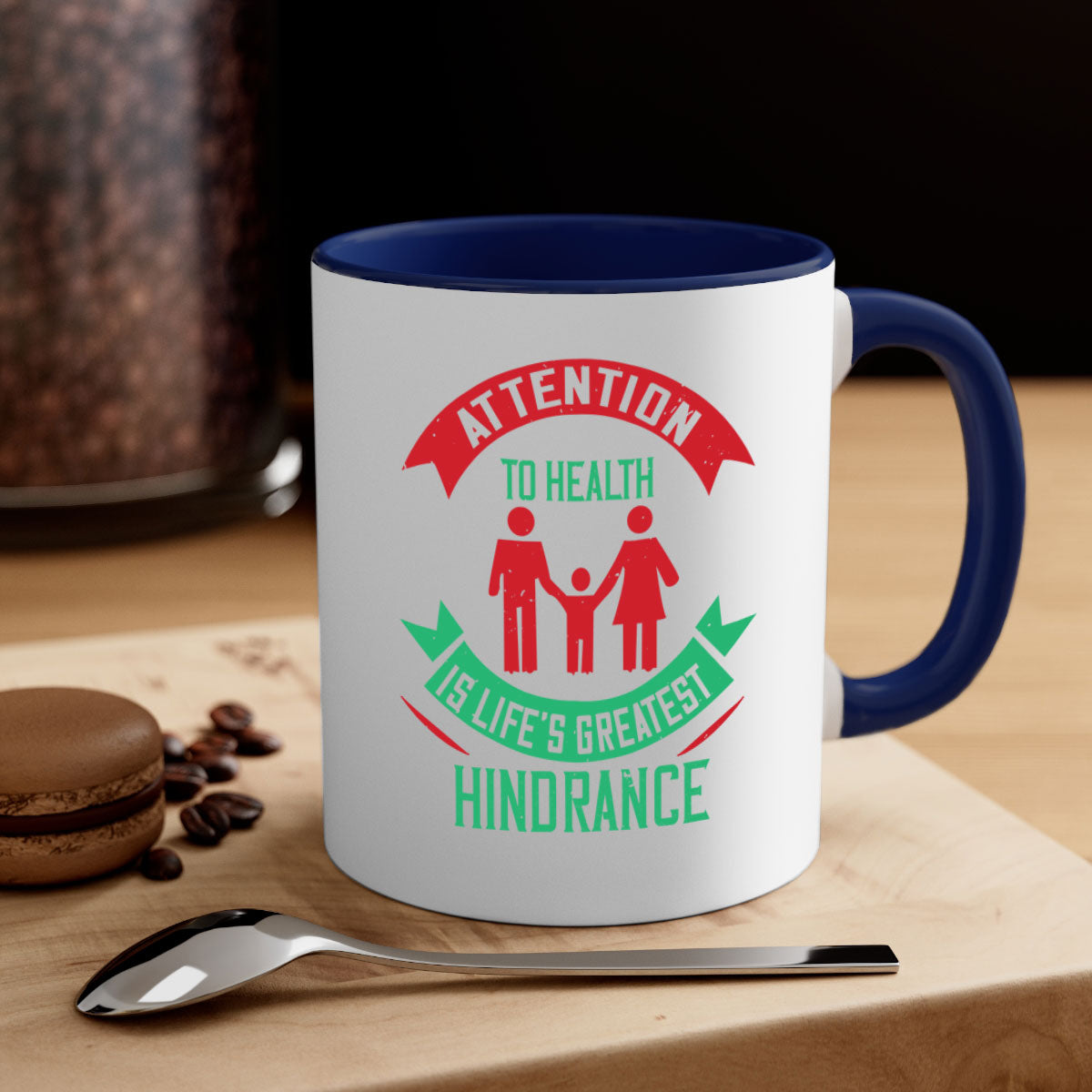 Attention to Health is Life's Greatest Hindrance Style 17# Mug featuring a two-tone design with a colored handle and glossy finish.