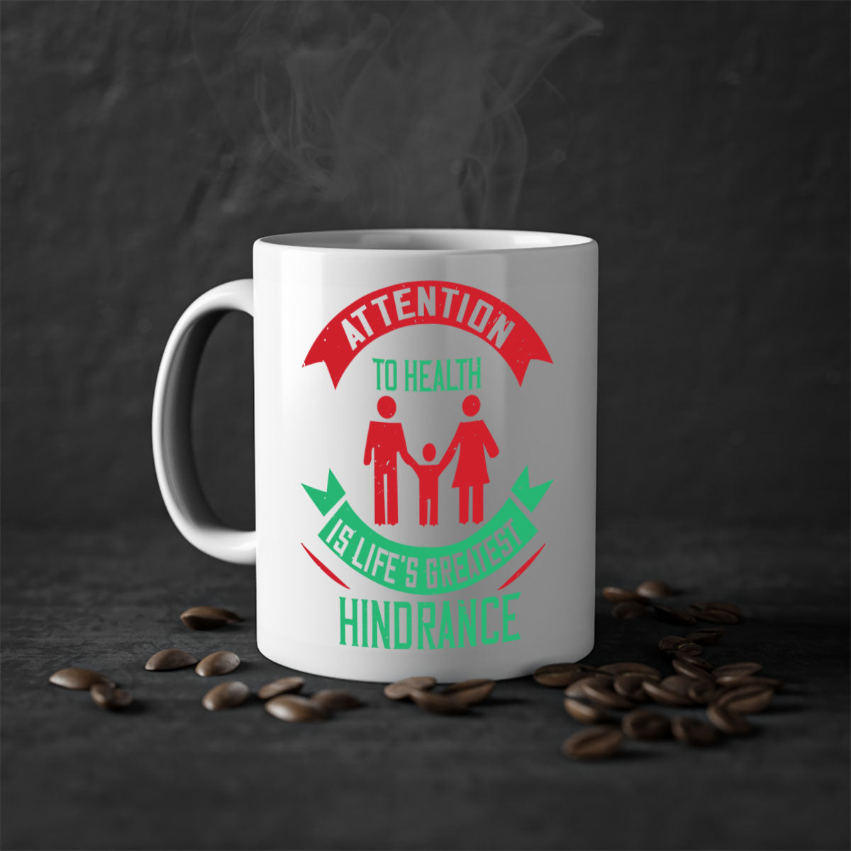 Attention to Health is Life's Greatest Hindrance Style 17# Mug featuring a two-tone design with a colored handle and glossy finish.