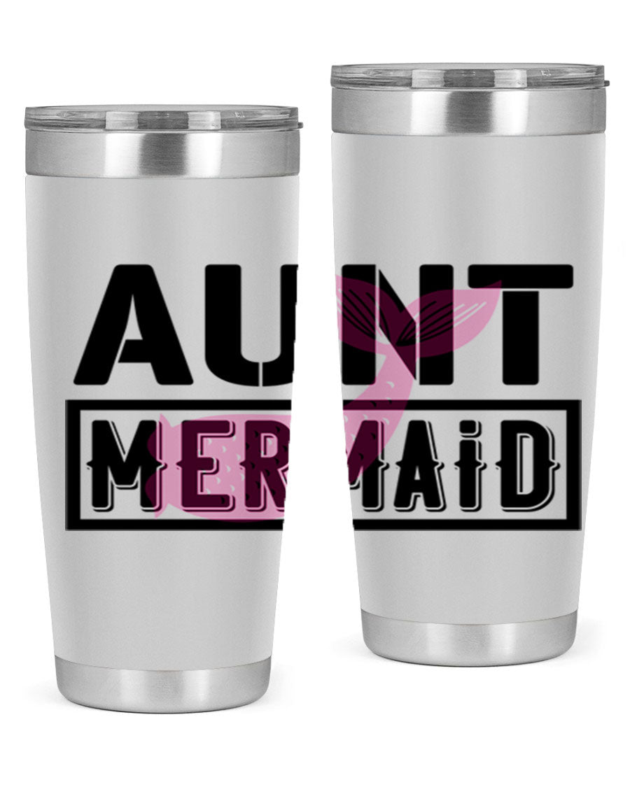 Aunt Mermaid 17# Tumbler, a stylish 20oz stainless steel tumbler with a vibrant mermaid design, perfect for hot and cold beverages.