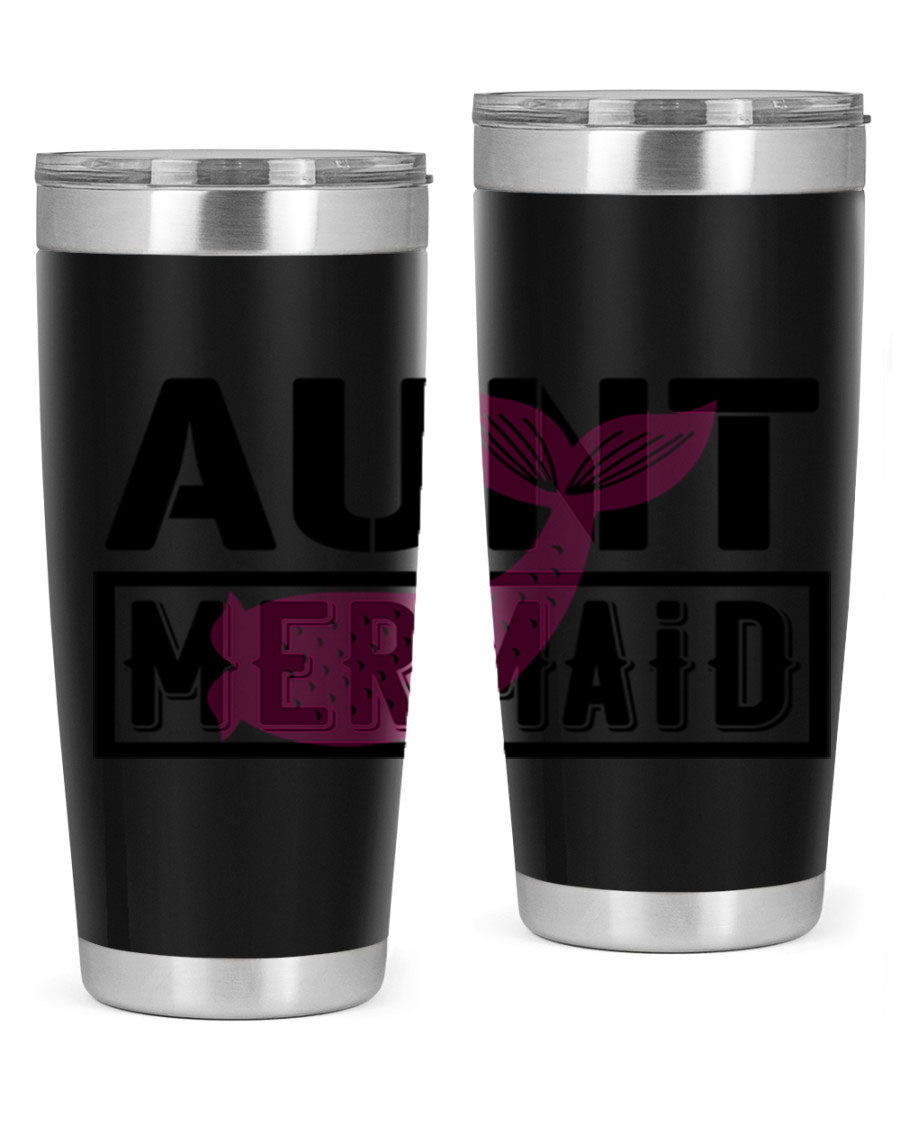 Aunt Mermaid 17# Tumbler, a stylish 20oz stainless steel tumbler with a vibrant mermaid design, perfect for hot and cold beverages.