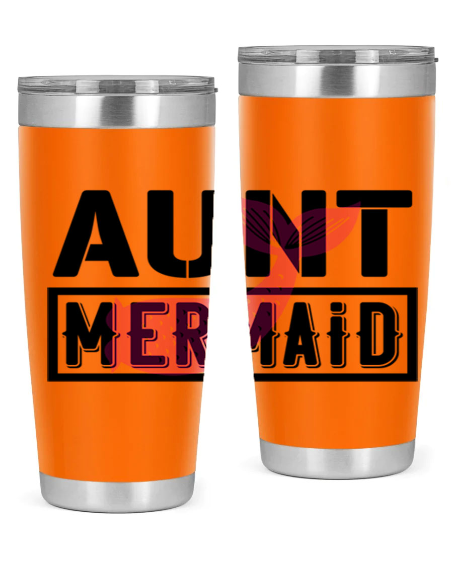 Aunt Mermaid 17# Tumbler, a stylish 20oz stainless steel tumbler with a vibrant mermaid design, perfect for hot and cold beverages.