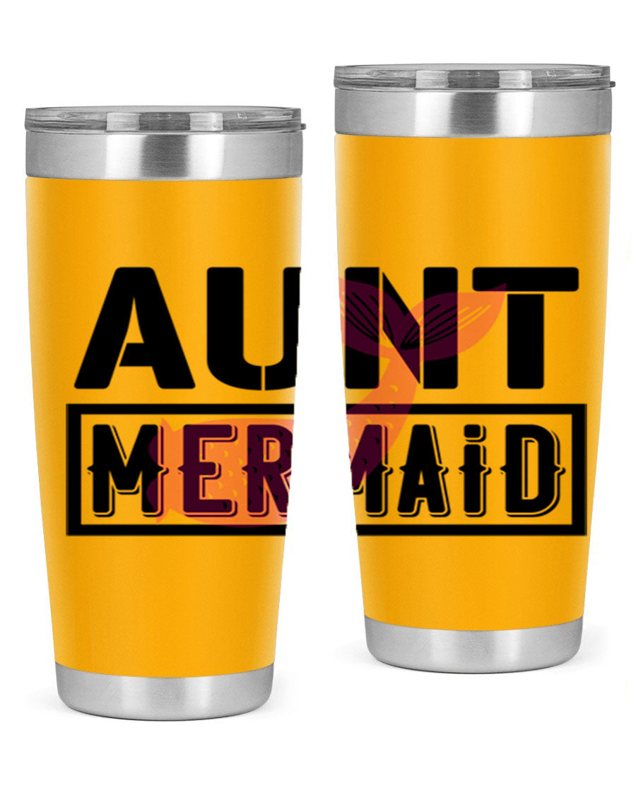 Aunt Mermaid 17# Tumbler, a stylish 20oz stainless steel tumbler with a vibrant mermaid design, perfect for hot and cold beverages.