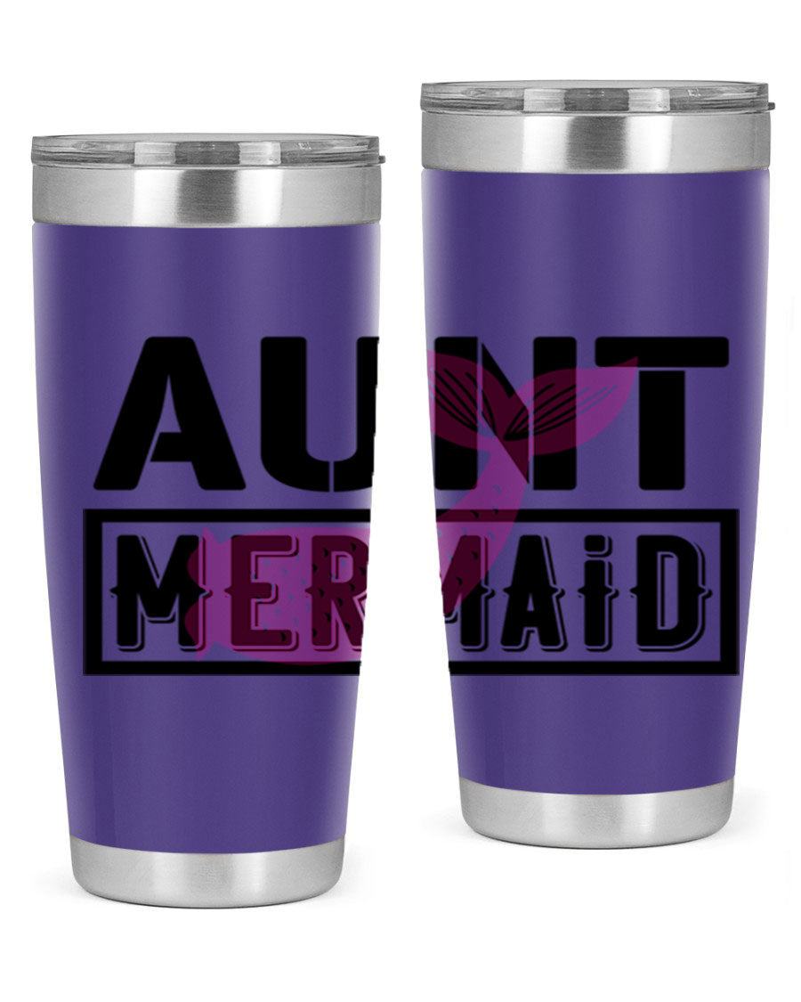 Aunt Mermaid 17# Tumbler, a stylish 20oz stainless steel tumbler with a vibrant mermaid design, perfect for hot and cold beverages.