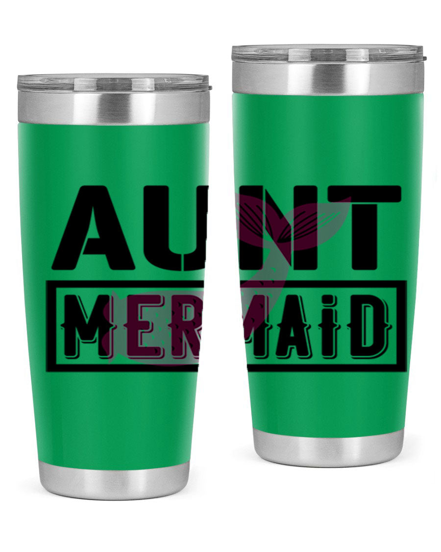 Aunt Mermaid 17# Tumbler, a stylish 20oz stainless steel tumbler with a vibrant mermaid design, perfect for hot and cold beverages.