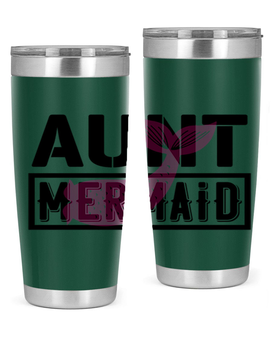 Aunt Mermaid 17# Tumbler, a stylish 20oz stainless steel tumbler with a vibrant mermaid design, perfect for hot and cold beverages.
