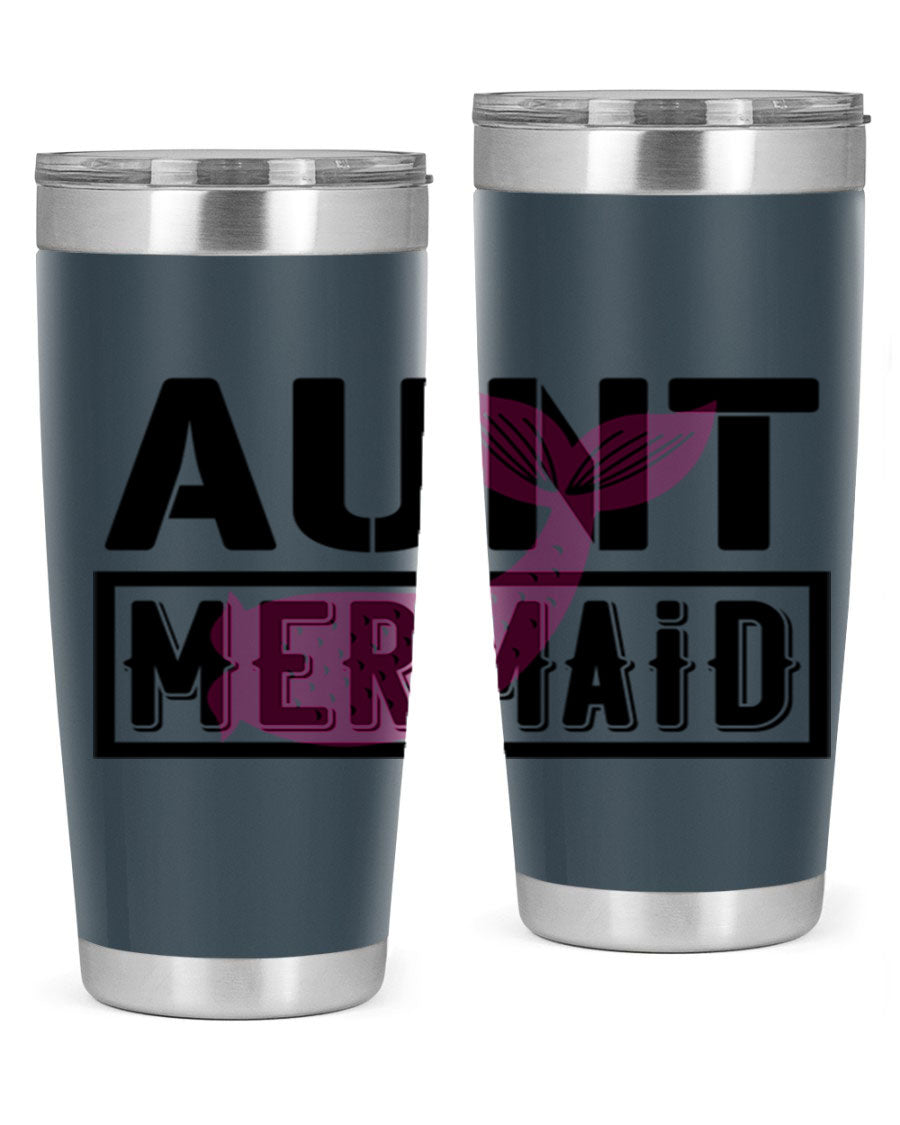 Aunt Mermaid 17# Tumbler, a stylish 20oz stainless steel tumbler with a vibrant mermaid design, perfect for hot and cold beverages.