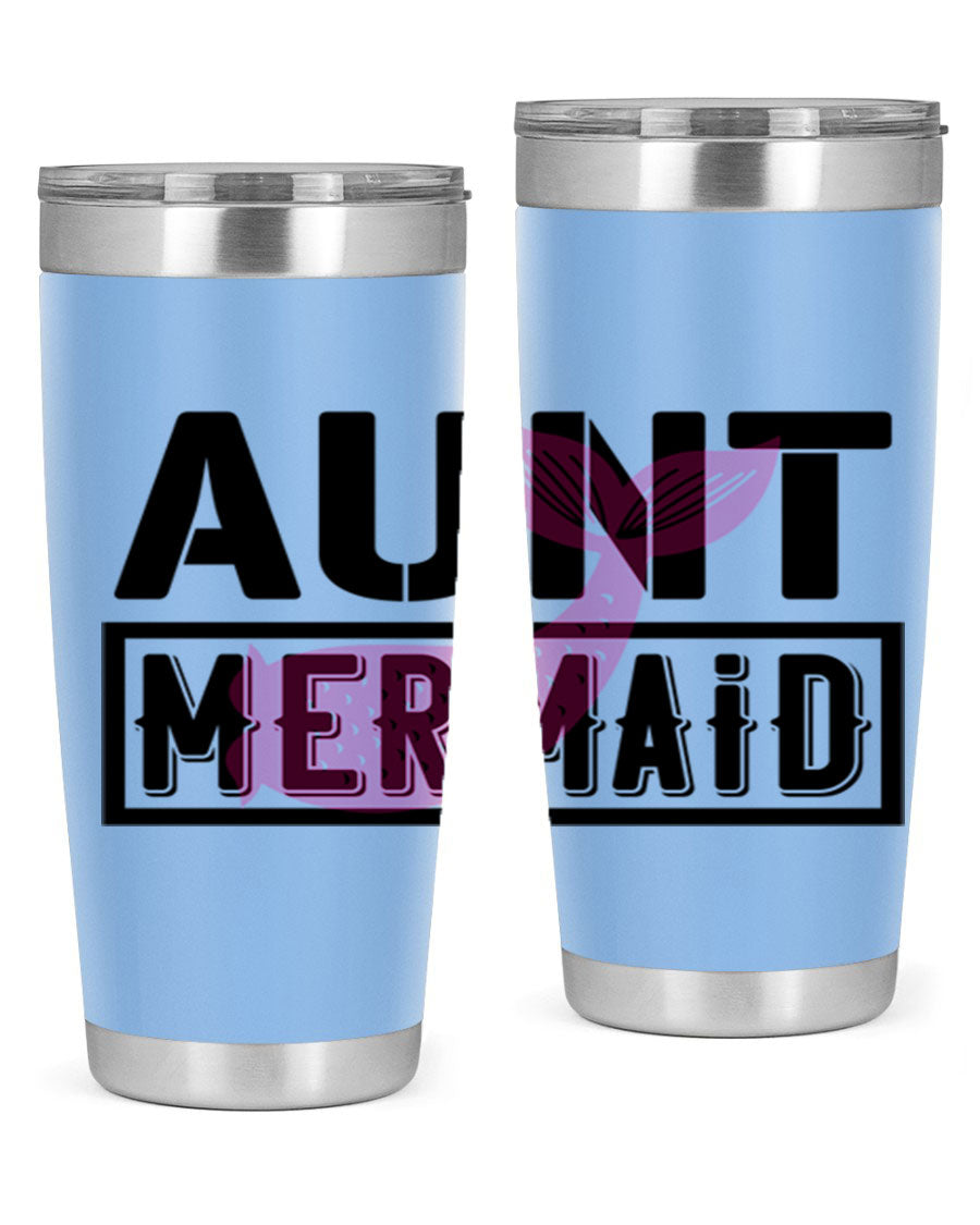 Aunt Mermaid 17# Tumbler, a stylish 20oz stainless steel tumbler with a vibrant mermaid design, perfect for hot and cold beverages.
