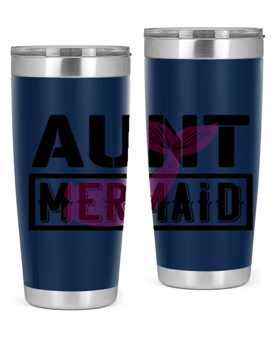 Aunt Mermaid 17# Tumbler, a stylish 20oz stainless steel tumbler with a vibrant mermaid design, perfect for hot and cold beverages.