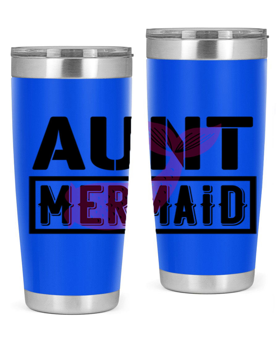Aunt Mermaid 17# Tumbler, a stylish 20oz stainless steel tumbler with a vibrant mermaid design, perfect for hot and cold beverages.